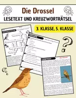 Vorschau - Spiele - Die Drossel: Leseverständnis und Kreuzworträtsel mit Lösungen - Deckblatt