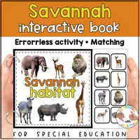 Voorbeeld - Savannah animals matching for SPED | Savannah habitat errorless activity - Voorblad