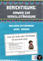 Vorschau - Anderer Materialtyp - Berichtigungen: Hinweis zur Vervollständigung (Fremdsprachen) - Deckblatt