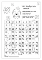 Vorschau - Arbeitsblätter - Orientierung auf der Hundertertafel mit der * Igelfamilie * - Seite 1