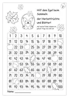 Vorschau - Arbeitsblätter - Orientierung auf der Hundertertafel mit der * Igelfamilie * - Deckblatt