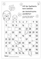 Vorschau - Arbeitsblätter - Orientierung auf der Hundertertafel mit der * Igelfamilie * - Seite 2