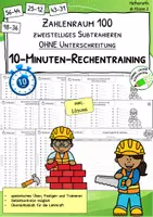 Vorschau - Arbeitsblätter - Subtraktion im Zahlenraum 100 – Training zweistellige Aufgaben OHNE Zehnerübergang | Klasse 2–3 - Deckblatt