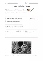 Vorschau - Arbeitsblätter - Leben mit der Mauer_Fragen zum YT-Video - Deckblatt