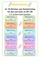 Vorschau - Fördermaterial/Inklusion - * Blitzrechnen * im ZR 100 + und - #homeschooling - Deckblatt
