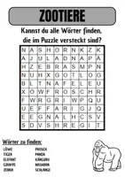 Vorschau - Spiele - Wortsuche Thema ZOOTIERE mit Lösung - DaZ/DaZ/Deutsch - Deckblatt