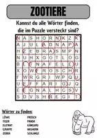 Vorschau - Spiele - Wortsuche Thema ZOOTIERE mit Lösung - DaZ/DaZ/Deutsch - Seite 1