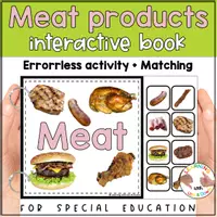 anteprima - Flashcard - Meat matching for preschool | Five Food groups errorless activity - Pagina di copertina
