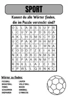 Vorschau - Arbeitsblätter - Wortsuche Thema SPORTARTEN mit Lösung - DaZ/DaZ/Deutsch - Deckblatt