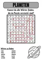 Vorschau - Arbeitsblätter - Wortsuche Thema PLANETEN mit Lösung - DaZ/DaZ/Deutsch - Seite 1