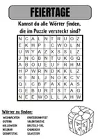 Vorschau - Spiele - Wortsuche Thema FEIERTAGE mit Lösung - DaZ/DaZ/Deutsch - Deckblatt
