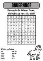 Vorschau - Arbeitsblätter - Wortsuche Thema BAUERNHOF mit Lösung - DaZ/DaZ/Deutsch - Deckblatt