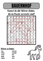 Vorschau - Arbeitsblätter - Wortsuche Thema BAUERNHOF mit Lösung - DaZ/DaZ/Deutsch - Seite 1