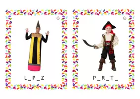 Vista previa - Tarjetas / Manipulativos - Vocales perdidas Carnaval - página 2