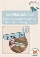 Vorschau - Mal- und Bastelvorlagen - Walklasse- Klammerschild, Namensschild - Deckblatt
