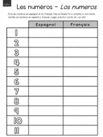Aperçu - Fiches - Thème: Les numéros - Page 1