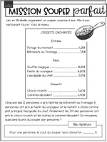 Aperçu - Feuilles d'exercices - Situation d'application - Mission souper parfait - Page 1