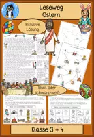 Vorschau - Arbeitsblätter - Ostern Leseweg, Ostergeschichte, Bräuche, Leseförderung, Sachtext - Deckblatt