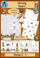 Vorschau - Spiele - Ostern Hörweg – Hörverstehen üben mit Sachtext | Deutsch & Sachunterricht Klasse 2–4, #hasenstarkehighlights2026 - Deckblatt
