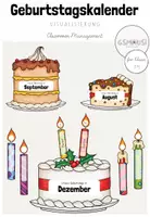 Vorschau - Mal- und Bastelvorlagen - Classroom-Management: Geburtstagskalender für die Grundschule (Kuchen/Torten) - Deckblatt