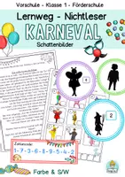 Vorschau - Spiele - Lernweg Karneval, Fasching Nichtleser, Vorschule, Förderschule, - Deckblatt