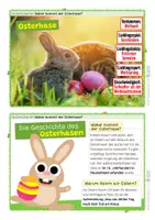 Vorschau - Stationenlernen - Woher kommt der Osterhase? Wissenskartei mit 12 Wissenskarten - Seite 1