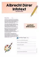 Vorschau - Arbeitsblätter - Albrecht Dürer Infotext mit Fragen - Deckblatt