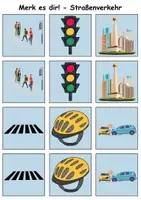 Vorschau - Arbeitsblätter - Merk es dir Straßenverkehr (Bild-Bild) - DaZ/DaF, Deutsch (Klasse 1 bis 4) - Seite 1