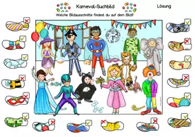 Vorschau - Arbeitsblätter - Wimmelbild Suchbild, Karneval, Fasching (Vorschule, Klasse 1, Förderschule) - Seite 2