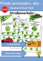 Vorschau - Arbeitsblätter - Mitschüler Bingo Straßenverkehr - DaZ/DaF, Deutsch (Klassenspiel) - Finde jemanden, der… - Deckblatt