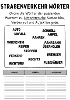Vorschau - Arbeitsblätter - Wortarten Straßenverkehr - DaZ/DaF, Deutsch (Nomen, Verben, Adjektive) - Seite 2