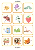 Vorschau - Stationenlernen - 🌷 Frühling Spiel Silben zählen Merkspiel Wortschatz DaZ - Seite 3