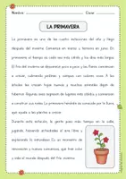 Vista previa - Hojas de trabajo - Primavera: 10 textos + comprensión lectora (Lengua) - página 1