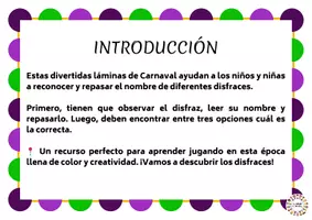 Vista previa - Tarjetas / Manipulativos - Disfraces: observa, lee y escoge - página 1