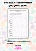 Vorschau - Arbeitsblätter - Sicherung der Formen: Relativpronomen qui quae quod - Deckblatt