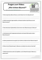 Vorschau - Arbeitsblätter - Wie trinken Bäume - Deckblatt