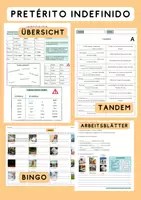 Vorschau - Arbeitsblätter - Indefinido Übersicht Arbeitsblätter, Tandem, Bingo - Deckblatt