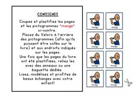 Aperçu - Apprentissages en autonomie - Livre Adapté en CAA, Mot de base "Mange" les fruits - Page 2
