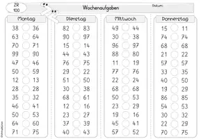 Vorschau - Arbeitsblätter - Zahlenraum 100 | Tägliche Übung Mathematik Klasse 2 | Wochenaufgaben Mathe - Seite 3