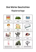 Vorschau - Fördermaterial/Inklusion - Drei Wörter Geschichten Ideen Kopiervorlage - Deckblatt
