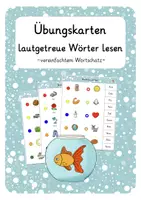 Vorschau - Aufgabenkarten - Übungskarten - lautgetreue Wörter lesen - Deckblatt