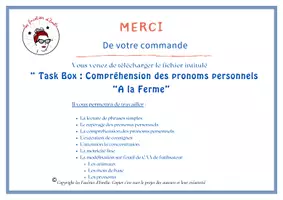 Aperçu - Feuilles d'exercices - Task Box compréhension des pronoms personnels "A la ferme" - Page 3