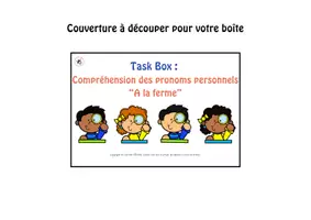Aperçu - Feuilles d'exercices - Task Box compréhension des pronoms personnels "A la ferme" - Page de couverture
