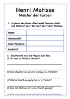 Vorschau - Arbeitsblätter - Henri Matisse Grundschule (Materialpaket) - Seite 3