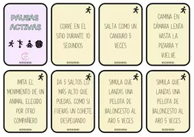 Vista previa - Tarjetas / Manipulativos - TARJETAS PARA PAUSAS ACTIVAS - página 1