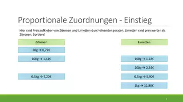 Vorschau - Präsentationen/Tafelbilder - Folien: Proportionale Zuordnungen - Einführung/Erarbeitung/Sicherung/Übungen - Seite 3
