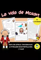 Vista previa - Hojas de trabajo - La vida de Mozart - Actividades para la clase de música - Portada