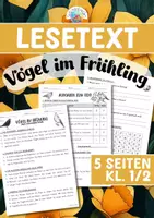 Vorschau - Arbeitsblätter - Lesetext - Vögel im Frühling (Klasse 1/2) - Deckblatt