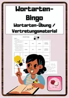 Vorschau - Spiele - Wortarten-Bingo / Übung Wortarten / Vertretung - Deckblatt