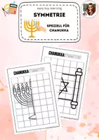 Vorschau - Mal- und Bastelvorlagen - Symmetrie Chanukka 12 Arbeitsblätter - Deckblatt